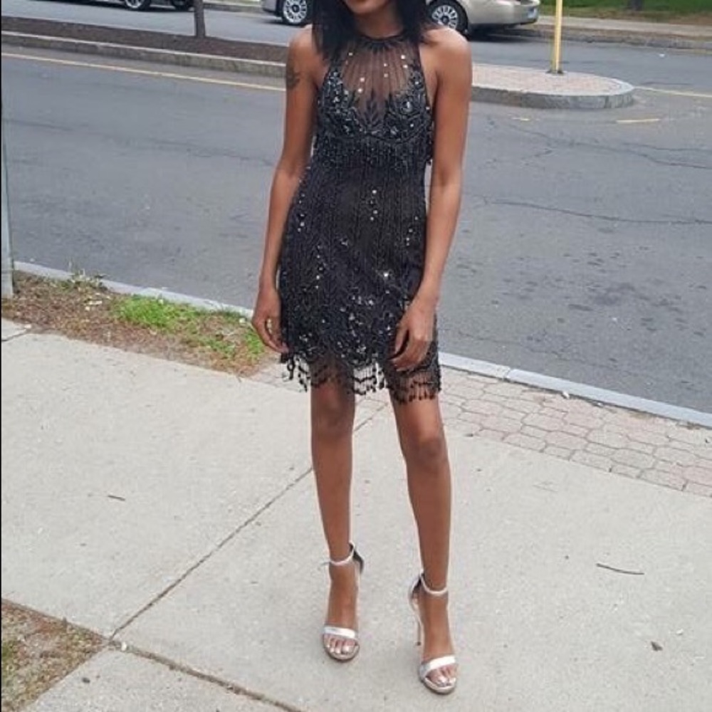 LAST CALL—Black Sherri hill sequin dress